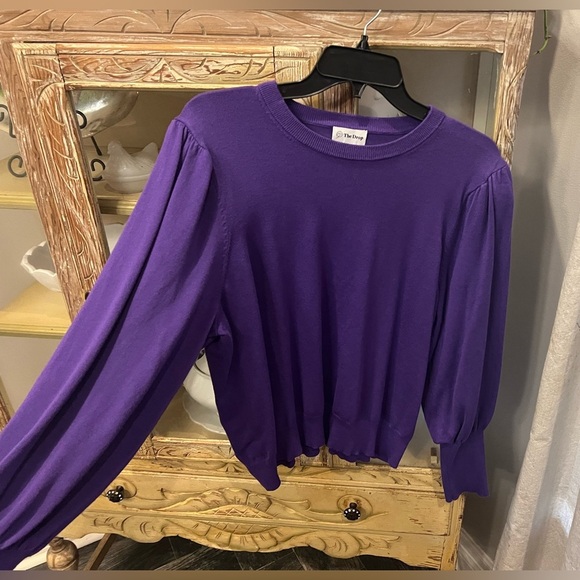 The Drop Vivienne Purple Balloon Sleeve Crew neck Sweater XXL - Picture 2 of 4